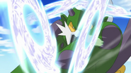 Tornadus (Pokémon) using "Air Slash" to fire off razor-sharp buzzsaw of air.