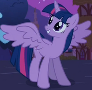 Twilight Sparkle (My Little Pony: Friendship is Magic) is an Alicorn, who has a horn of a unicorn and wings of a pegasus.