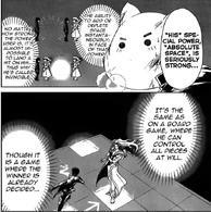 The One Being Sought (Code:Breaker) can add or delete space in between himself and his target, moving instantaneously from one spot to another.