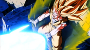 Goku (Dragon Ball) using the Continuous Kamehameha to fire multiple rapid fire Kamehameha Waves.