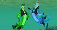 Chris and Martin Kratt (Wild Kratts) with Giant Otter Powers.