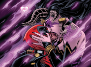 As a succubus, Shiklah (Marvel Comics) can absorb the life force through a kiss or through sexual intercourse