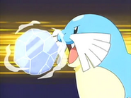 Sealeo (Pokémon) using "Ice Ball".