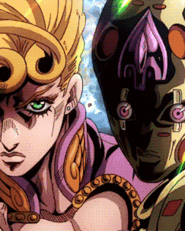 Featured image of post Giorno Giovanna Requiem Gif Araki made the final call on what color palettes were used for the main team including pink giorno and fugo s green suit