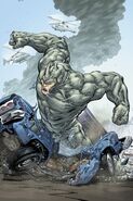 ...Aleksei Sytsevich/Rhino thanks to chemical and gamma radiation gained superhuman prowess with strength equaling that of the Hulk...