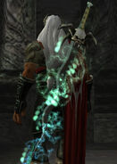Using the Balance Emblem, Kain (Legacy of Kain) infuses the Reaver with the power of dimension.