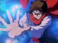 Koenma (Yu Yu Hakusho) using Ma Fū Kan/Demon Seal Ring, the strongest defensive spell in all of Spirit World, to seal away Shinobu Sensui.