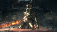 Having been drenched in the blood of a Demon Prince, Lorian's Greatsword (Dark Souls III) is set eternally aflame.