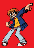 Scott Pilgrim (Scott Pilgrim comics) frequently shows an awareness that he's in a fictional universe, telling many other characters to "read the book" when they ask questions regarding the events of previous chapters or volumes.