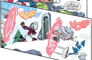 Doctor Starline (IDW's Sonic the Hedgehog) can use his Warp Topaz to bend space to create portals.