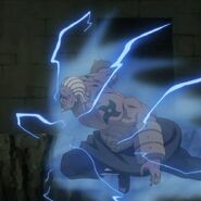 Forth Raikage Ay/A (Naruto) coating himself with electricity to drastically increase his reaction time and speed.