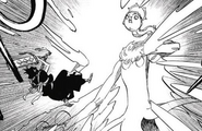 Lille Barro (Bleach) became spatial energy upon entering his second holy form. Any injuries inflicted upon him releases spatial energy which deeply wounds whoever is hit by the light.