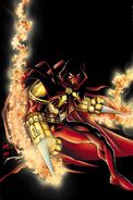 Azrael (DC Comics) wields flaming retractable blades.