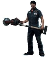 Nick Ramos (Dead Rising 3) once an unassuming garage worker turned hardened zombie slayer who perfected the art of MacGyvering to build larger and stronger armaments; such as well-armed, reinforced vehicular transports to mow through hordes of undead.