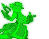 Due to her being cut in half by an automatic door, Caroline Cutwire (Awaria), the Low Tier Splitter, becomes a ghost that splits into two shorter entities, namely Cutwire 1...