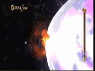 Using the incredible strength of his Darkspine form, Sonic (Sonic the Hedgehog) kicks back Alf Layla wa-Layla's Spirit Blast.