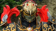 Mitsuaki Gamou (Kamen Rider Fourze) uses a Horoscopes Switch to transform into the Sagittarius Zodiarts and access Cosmic Energy.