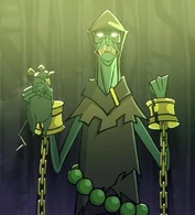 The Sorcerer's (Randy Cunningham: 9th Grade Ninja) powers are via to his Chaos Pearls he wears around his waist.