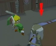 Link (The Legend of Zelda) performs a powerful Jump Attack.