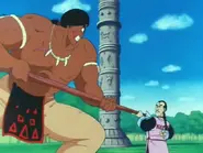 Mercenary Tao Pai Pai (Dragon Ball series) possesses superhuman levels of anchoring, enabling him to stop a spear attack from the much larger Bora in its tracks...