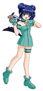 Minto Aizawa as Mew Mint (Tokyo Mew Mew) whose DNA was fused with that of the blue lorikeet.