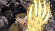 Kōga (InuYasha) can use the Goraishi to fire off electrical energy that can cleave through many things.