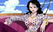 Thanks to the Sube Sube no Mi, Alvida (One Piece) was able to remove her excess fat, becoming skinny and beautiful as a result.