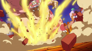 Charlotte Linlin/Big Mom (One Piece) throws 'Prometheus with extreme force to perform her Heavenly Feuer technique.