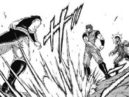 Toriko (Toriko) using his "Knife" to cut through the ground.