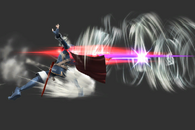 Lucina (Fire Emblem/Super Smash Bros.) using Storm Thrust to unleash a burst of wind from her sword.