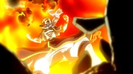 Natsu Dragneel (Fairy Tail), as a Dragon Slayer, is immune to both natural and magical Fire.
