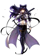 Blake Belladonna (RWBY) is a skilled Huntress and member of team RWBY. She is able to use her Aura to fuel her Semblance, which allows her to create shadow-clones to fight or distact an enemy and block their attacks.