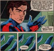 Miguel O'Hara/Spider-Man 2099 (Marvel Comics) folding down his finger talons.