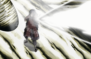 Madara Uchiha (Naruto) using the Preta Path's Blocking Technique Absorption Seal to absorb an attack.