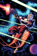 Adam Strange (DC Comics) possessed greatly enhanced physicals due to the lighter gravity on Rann than Earth.
