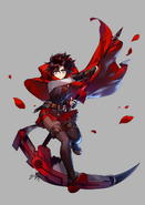 …Ruby Rose, a Huntress whose Semblance, Petal Burst lets her move around at inhuman speed, disassembling and reassembling herself down to a molecular level to travel. She is also a Silver-Eyed Warrior, who has the power to erase or petrify Grimm through her eyes…