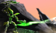 Gresh (BIONICLE) using his Jungle Shield to channel his air powers.