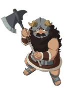 Senshi (Dungeon Meshi/Delicious in Dungeon) is a veteran axe wielder, able to kill many different monsters.