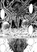 Priscilla (Claymore) displays the body parts of the many people she's absorbed.