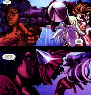 Celia Ricadonna (Marvel Comics) throwing a spontaneously created weapon.