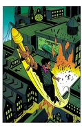 Jack Knight/Starman (DC Comics) flying thanks to the power of a Gravity Rod.