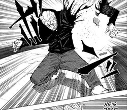 Hakari's arm destroyed by Hajime's lightning.jpg
