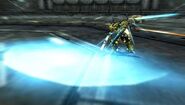 An Armored Core (Armored Core 3/Silent Line: Armored Core) unleashing a blade wave from the MLB-MOONLIGHT.