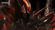 Ultraman Belial (Ultraman) fires off his black-red lightning Deathcium Beam.