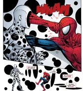 ...having developed a redirection method with his spot, as demonstrated during a fight with Spider-Man's face...