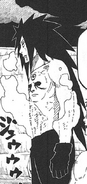 Madara Uchiha (Naruto) using Hashirama's Healing Power to activate his cells, regenerating his injuries automatically, without the needs of hand seals or conscious effort once activated.