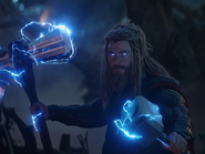 Thor (Marvel Cinematic Universe) dual wielding both Mjolnir and Stormbreaker.