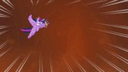Twilight Sparkle (My Little Pony Series) using a powerful magic blast in her fight against Lord Tirek.