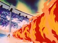 Pikkon (Dragon Ball Z) using the Thunder Flash Attack.