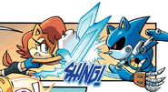 Sally Acorn (Archie's Sonic the Hedgehog), wears a pair of bracelets around her gloves which can create energy blades similar to the ones she used as Mecha Sally.